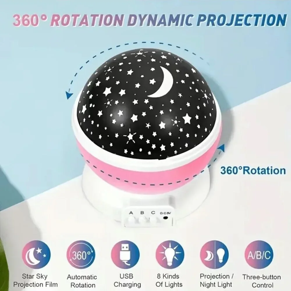 Moon Star Projector Light, 9 Colors Conversion with 360 Degree Rotation